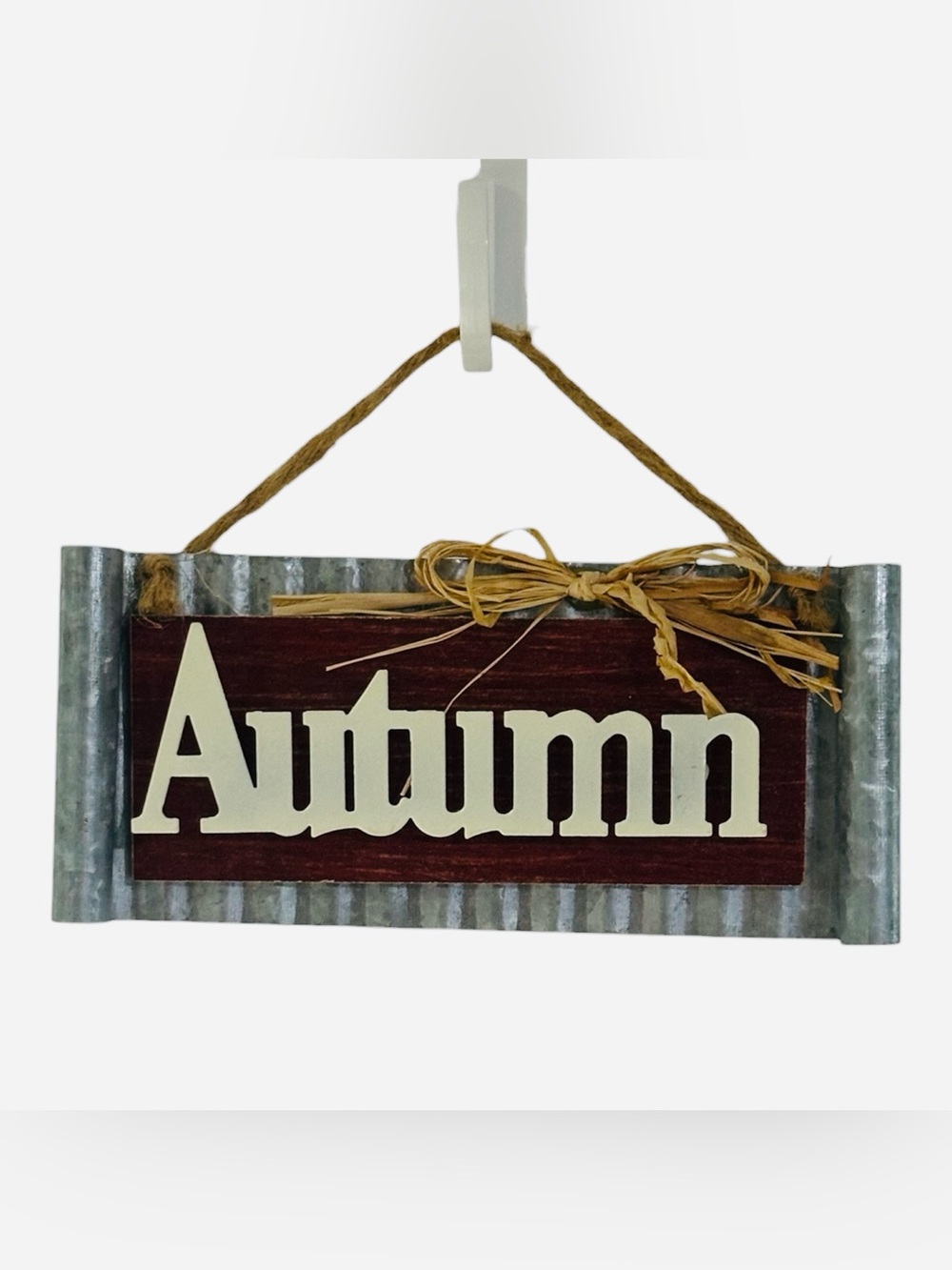 Autumn Hanging Sign - Rustic Fall Decor - Galvanized Metal